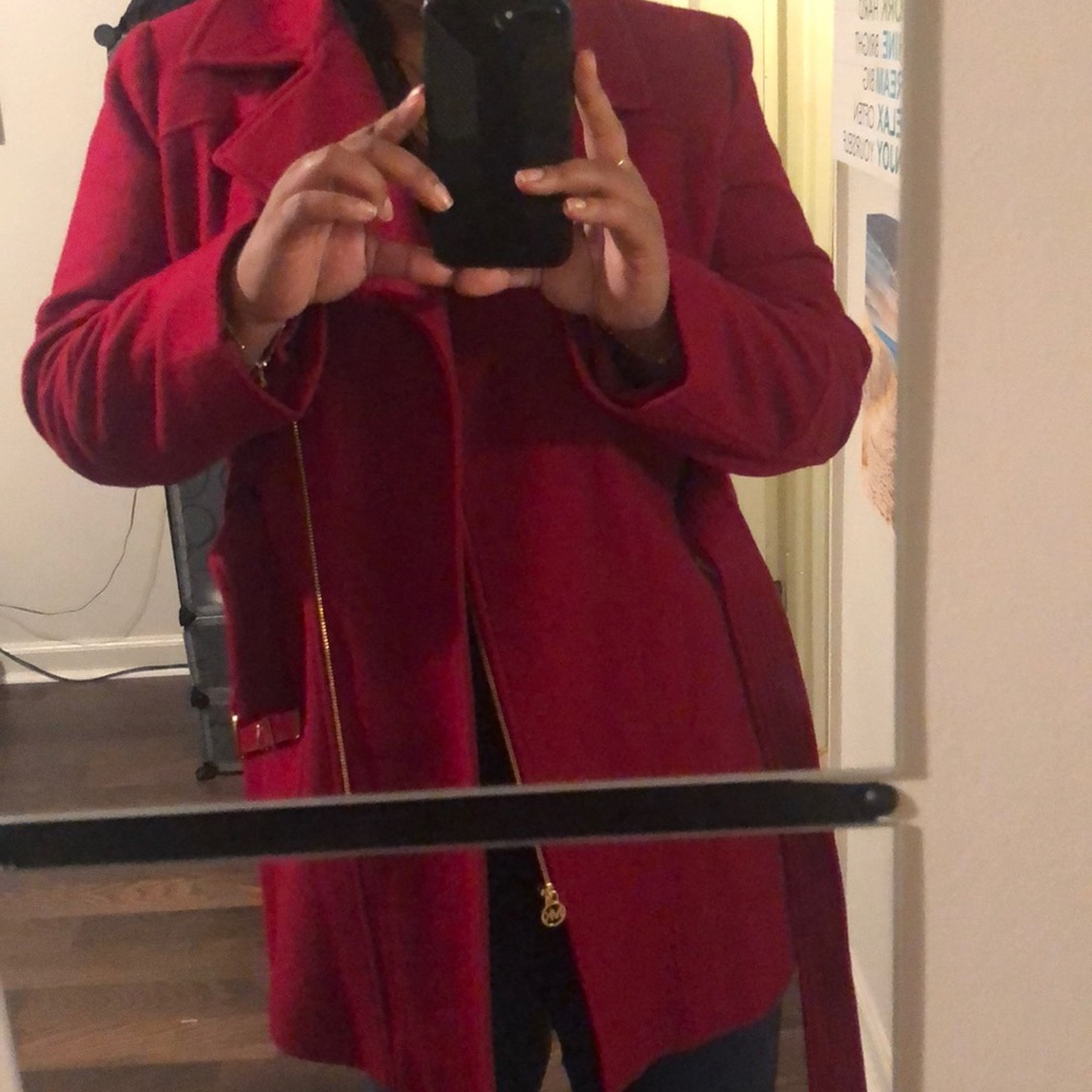 michael kors red wool coat